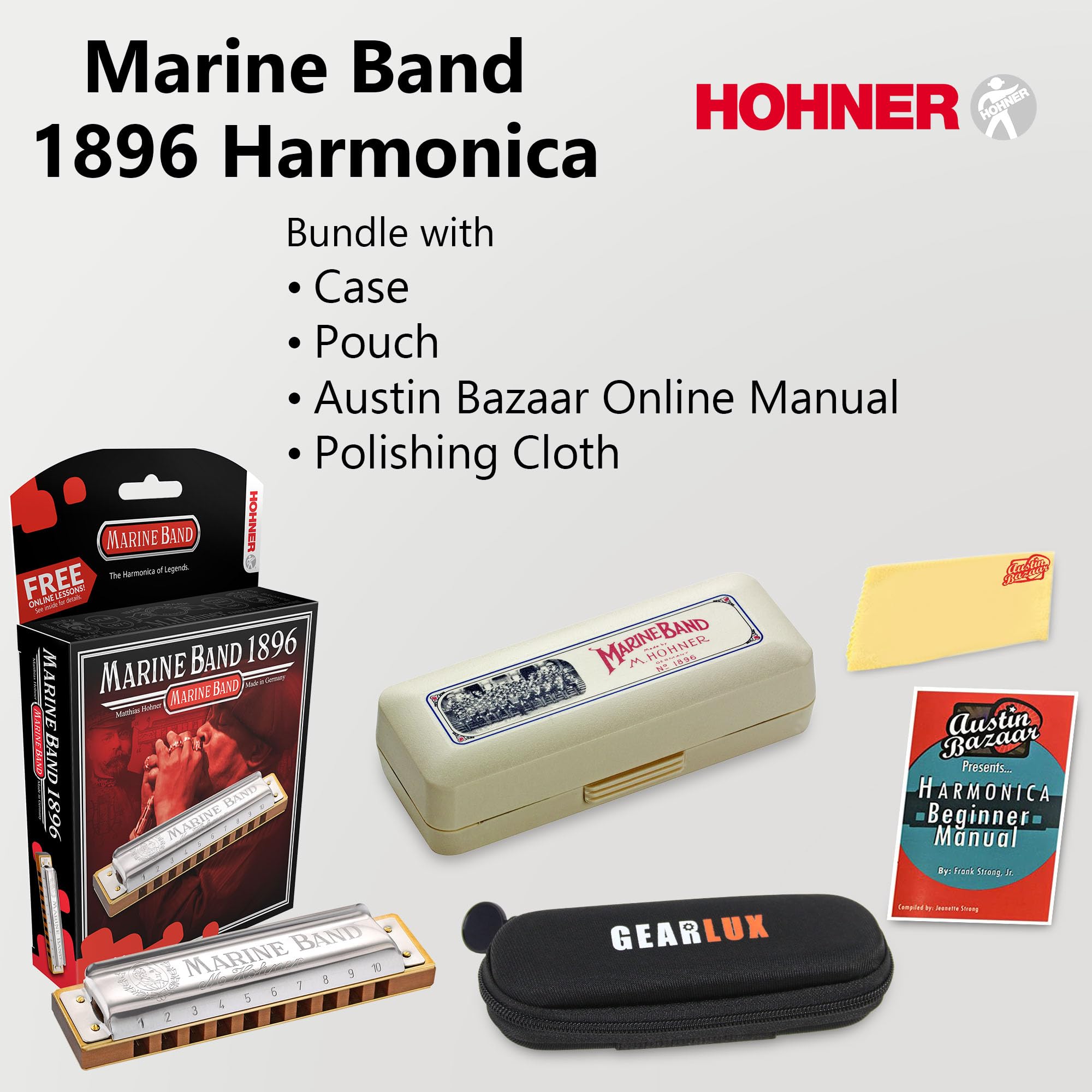 Amazon.com: Hohner Marine Band 1896 Harmonica - Key of C Bundle